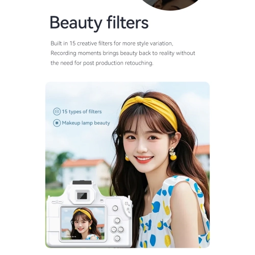 D11 HD 48MP Mini SLR Digital Camera Dual Camera Beauty Light Selfie Video Recording CCD Camera - D11 Black Standard 32G Memory Card + Card Reader +