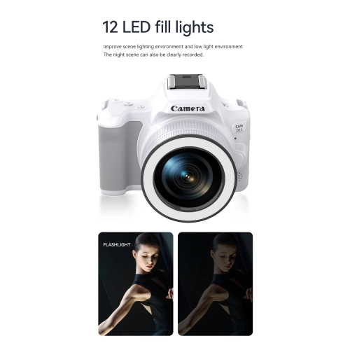 D11 HD 48MP Mini SLR Digital Camera Dual Camera Beauty Light Selfie Video Recording CCD Camera - D11 Black Standard 32G Memory Card + Card Reader +