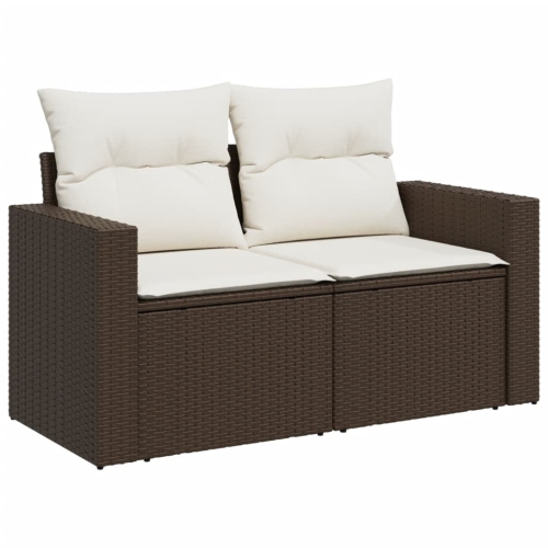 vidaXL 8 Piece Garden Sofa Set with Cushions Brown Poly Rattan