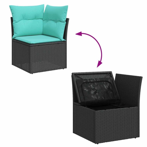 Ensemble de 5 pièces avec divan de jardin et coussins en poly/rotin/acacia noir VidaXL