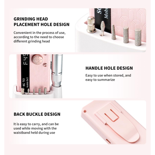 Lime à ongles électrique Professional Kit,Lime électrique portative avec forets et base,Écran LED,Perceuse à ongles silencieuse rechargeable pour