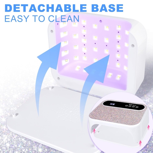 Cordless UV Nail Lamp,Rechargeable UV Gel Nail Light,Sparkling Rhinestones UV Light,Professional Fast Curing Nail Dryer with Auto Sensor for Salon &
