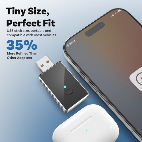 Wireless CarPlay and Android Auto Adapter, 5GHz WiFi and Bluetooth 5.0, Plug and Play, Small USB Size - Compatible with most vehicles' in-car carplay
