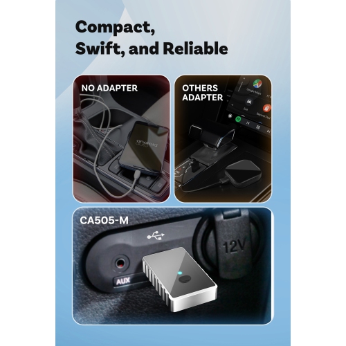 Wireless CarPlay and Android Auto Adapter, 5GHz WiFi and Bluetooth 5.0, Plug and Play, Small USB Size - Compatible with most vehicles' in-car carplay