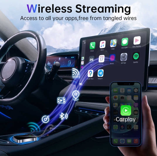 Wireless CarPlay Adapter for iPhone - Wireless Adapter, Wired to Wireless, Small Size, Plug and Play, Universal Compatibility