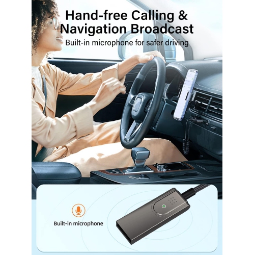 AUX Car Bluetooth Cable USB Car Audio Cable Audio Call Navigation Conversion Cable - Wireless Audio Receiver with 3.5mm Jack, Auto Connect
