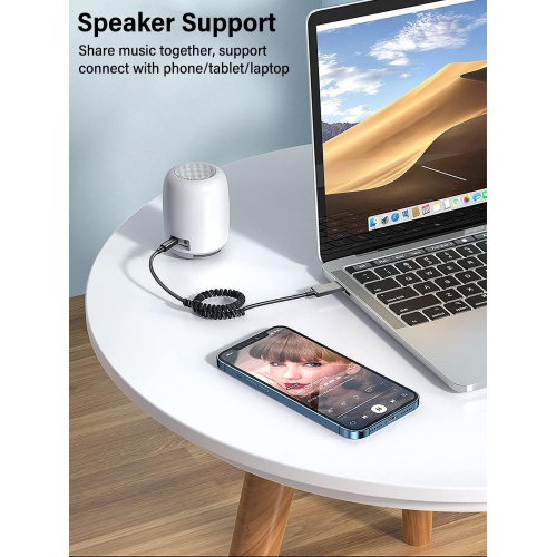 AUX Car Bluetooth Cable USB Car Audio Cable Audio Call Navigation Conversion Cable - Wireless Audio Receiver with 3.5mm Jack, Auto Connect