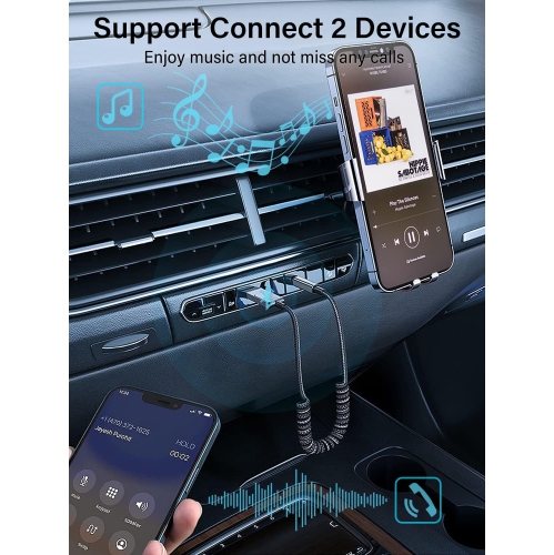AUX Car Bluetooth Cable USB Car Audio Cable Audio Call Navigation Conversion Cable - Wireless Audio Receiver with 3.5mm Jack, Auto Connect
