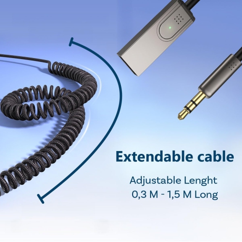 AUX Car Bluetooth Cable USB Car Audio Cable Audio Call Navigation Conversion Cable - Wireless Audio Receiver with 3.5mm Jack, Auto Connect