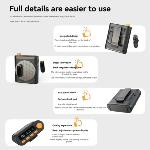 Micro-cravate sans fil, amplificateur vocal portatif avec 2 microphones et haut-parleur rechargeable pour les classes, les réunions et les conférences
