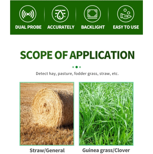 Digital Meter Double Probe Meter For Forage Alfalfa And Straw Portable Backlit Tester