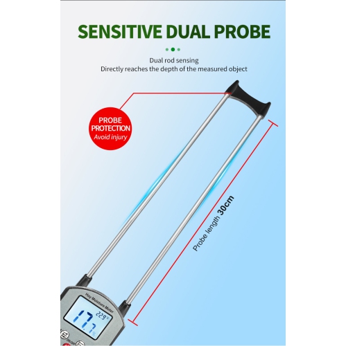 Digital Meter Double Probe Meter For Forage Alfalfa And Straw Portable Backlit Tester