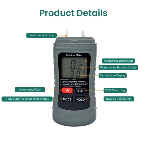Wood Moisture Meter , Two-Pin Moisture Meter LCD Digital Moisture Meter For Lumber, Firewood Moisture Meter For Woodworking, Wood Humidity Meter,