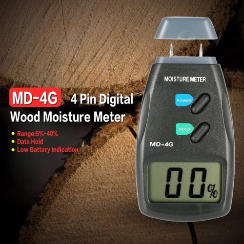 Wood Moisture Meter, Handheld Digital Timber Damp Tester with LCD Display for Cordwood, Furniture, Wood Building Humidity Measuring