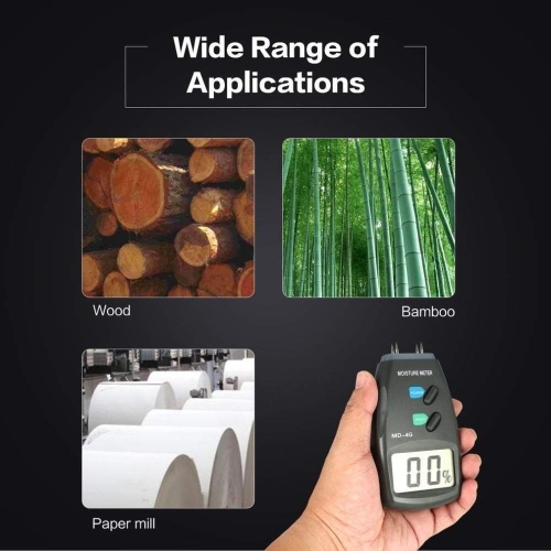 Wood Moisture Meter, Handheld Digital Timber Damp Tester with LCD Display for Cordwood, Furniture, Wood Building Humidity Measuring