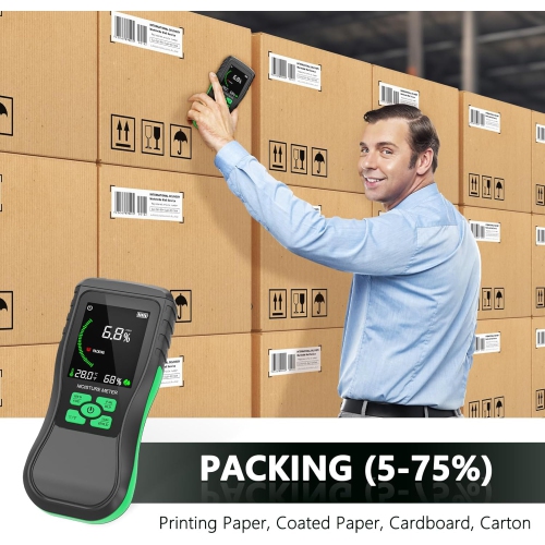 Pinless Moisture Meter for Non-Destructive Induction Moisture Detection in Drywall, Wood, and Masonry with Large LCD Display, 4 Modes for