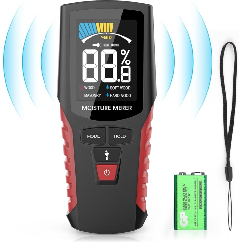 Pinless Moisture Meter for Non-Destructive Moisture Detection in Drywall, Wood, and Masonr, Digital Moisture Detector with 4 Modes with LCD Display