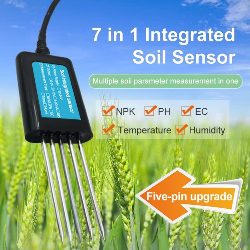 7 in 1 Soil Integrated Sensor NPK Conductivity, pH, Moisture, Temperature Meter with RS485 Module