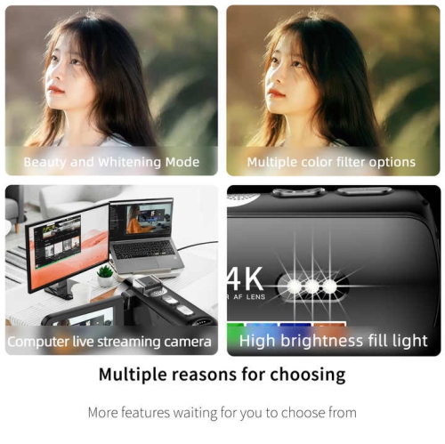 D9 HD Digital Video Camera 4K Wireless Microphone Filter Camera - D9 Red + Fill Light + Wireless Microphone + Lens Hood + Stable Bracket + Card