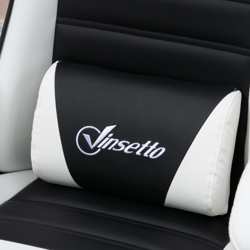 Fauteuil de jeu de course de HOMCOM avec oreilles de lapin, fauteuil d'ordinateur inclinable en cuir PU avec repose-pieds, support lombaire et