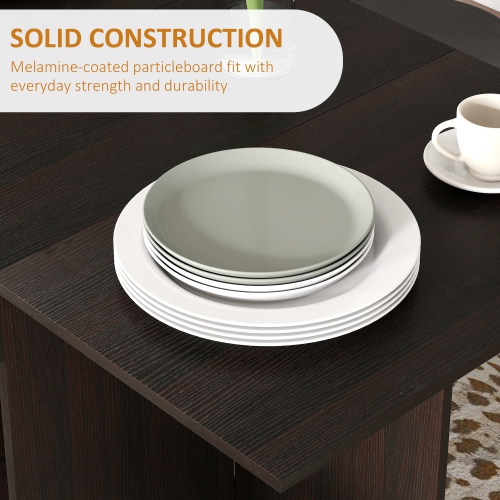 HOMCOM – Table de salle à manger pliante avec tiroir et tablettes de rangement, table à abattant peu encombrante pour la cuisine, salle à manger,