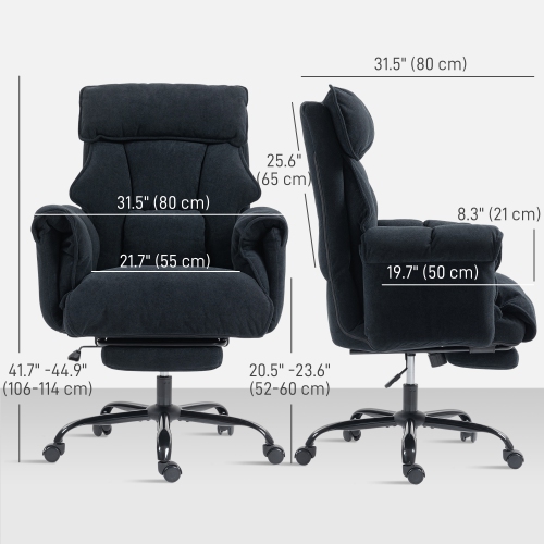 HOMCOM Executive Office Chair with Footrest, Reclining Swivel Computer Desk Chair with High Back, Double-layer Padding, Headrest, Adjustable Height,