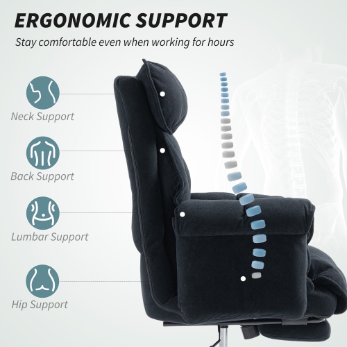 HOMCOM Executive Office Chair with Footrest, Reclining Swivel Computer Desk Chair with High Back, Double-layer Padding, Headrest, Adjustable Height,