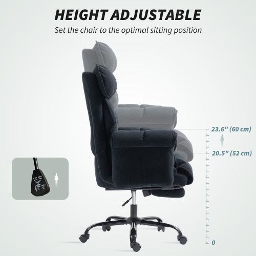 HOMCOM Executive Office Chair with Footrest, Reclining Swivel Computer Desk Chair with High Back, Double-layer Padding, Headrest, Adjustable Height,