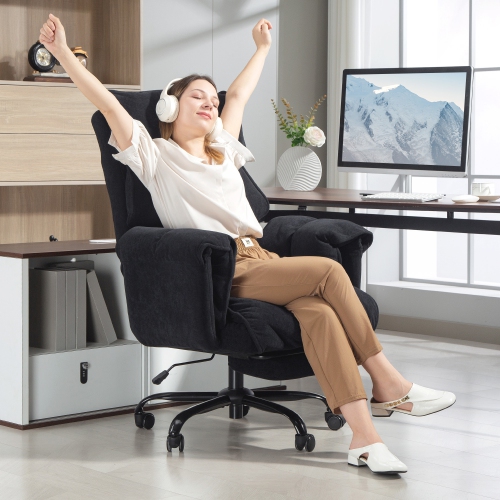 HOMCOM Executive Office Chair with Footrest, Reclining Swivel Computer Desk Chair with High Back, Double-layer Padding, Headrest, Adjustable Height,