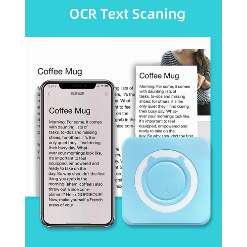 Mini Pocket Printer Thermal Print Bluetooth Connected Photos for iOS and Android, Inkless Sticker Printer - Green