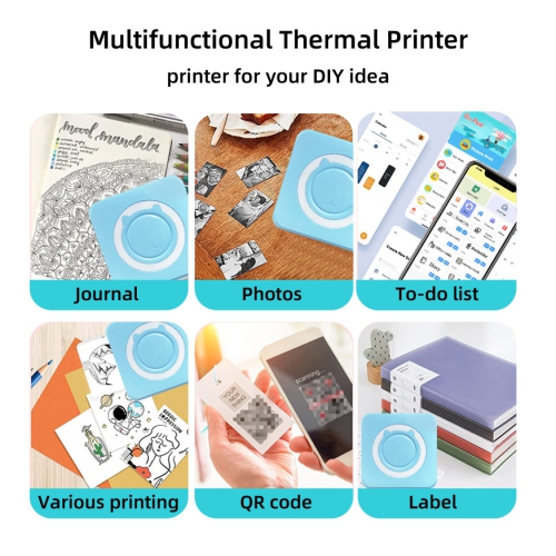 Mini Pocket Printer Thermal Print Bluetooth Connected Photos for iOS and Android, Inkless Sticker Printer - Purple