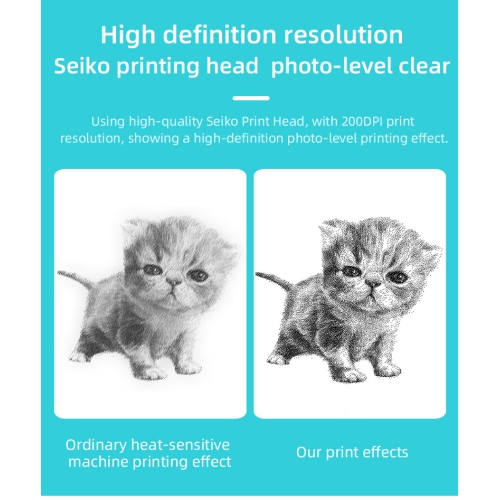 Mini Pocket Printer Thermal Print Bluetooth Connected Photos for iOS and Android, Inkless Sticker Printer - Blue