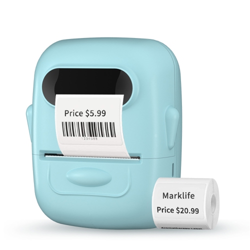 Portable label printer, thermal label machine, barcode label printer, portable wireless label maker - blue