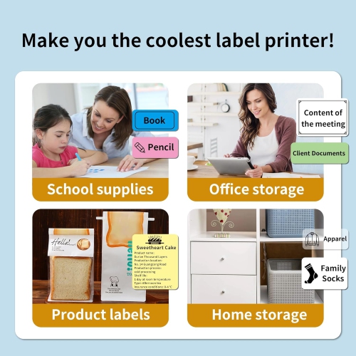 Portable label printer, thermal label machine, barcode label printer, portable wireless label maker - blue