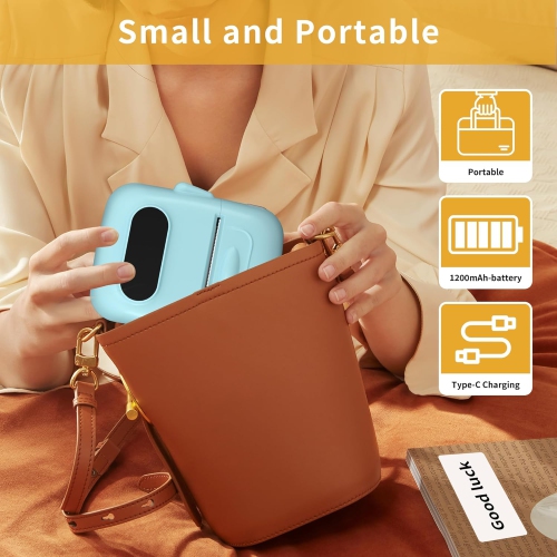 Portable label printer, thermal label machine, barcode label printer, portable wireless label maker - blue