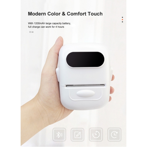 Portable label printer, thermal label machine, barcode label printer, portable wireless label maker - white