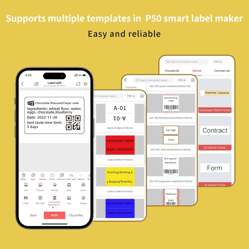Portable label printer, thermal label machine, barcode label printer, portable wireless label maker - yellow