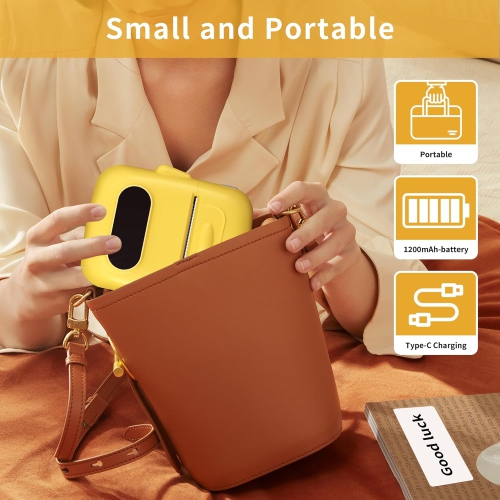 Portable label printer, thermal label machine, barcode label printer, portable wireless label maker - yellow