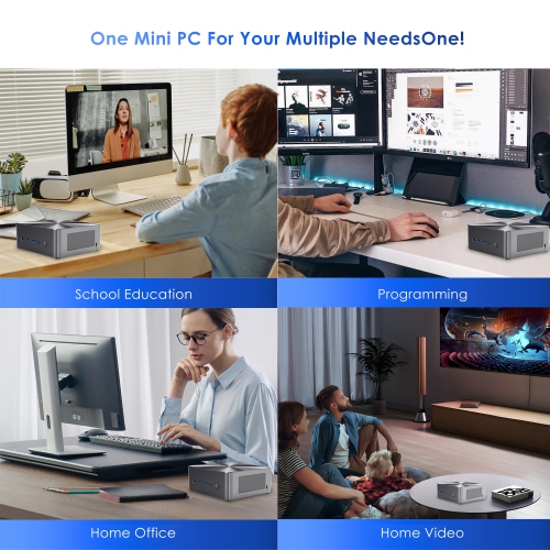 Mini-PC BRE NUC 7 A Core i5-12450H jusqu'à 4,4 GHz, mémoire vive DDR4 d'16 Go, ordinateurs SSD NVMe 512 Go, ordinateur de bureau