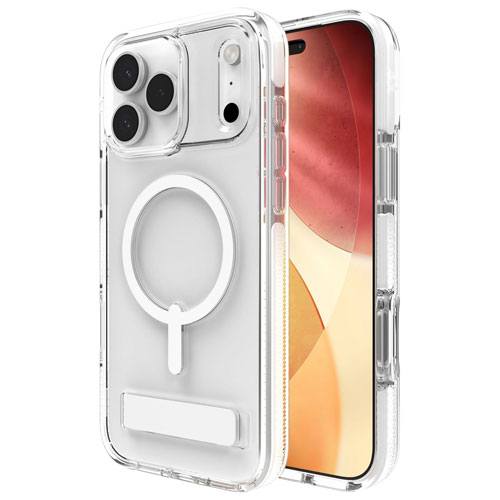 Étui rigide ajusté Santa Cruz Snap de ZAGG avec MagSafe et béquille pour iPhone 17 Pro Max - Blanc
