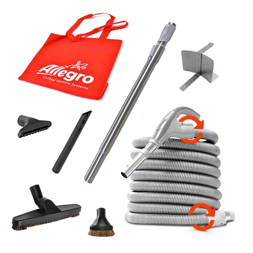 Le puissant système d'aspirateur central ALLEGRO 628 AW - Ensemble d'accessoires de plancher nus de luxe 35&nbsp;pi, fabriqué au Canada