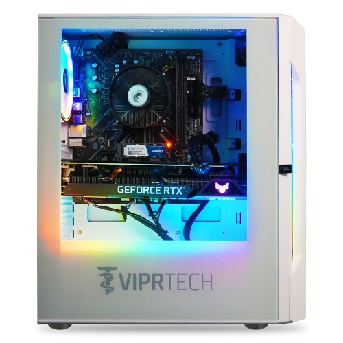 ViprTech Rebel 5.0 Gaming PC - AMD Ryzen 7, NVIDIA RTX 5060 8GB, 16GB DDR4 RAM, 1TB SSD, VR-Ready, Streaming, RGB, Win 11, Desktop Computer, White