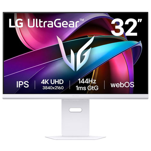 LG UltraGear 32" 4K Ultra HD 144Hz 1ms GTG IPS LED G-Sync FreeSync Gaming Monitor - White