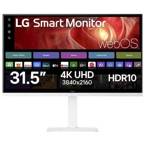 Moniteur intelligent webOS DEL IPS Ultra HD 4K gris à gris 5 ms 60 Hz 27 po de LG - Blanc
