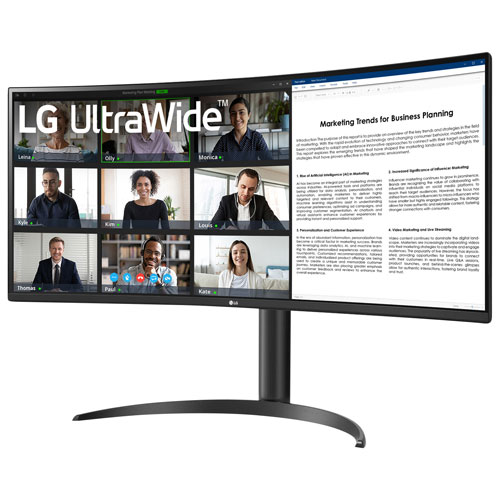 Moniteur incurvé DEL AV WQHD gris à gris 5 ms 100 Hz 34 po de LG - Noir