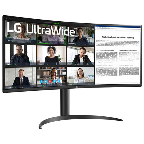 Moniteur incurvé DEL AV WQHD gris à gris 5 ms 100 Hz 34 po de LG - Noir