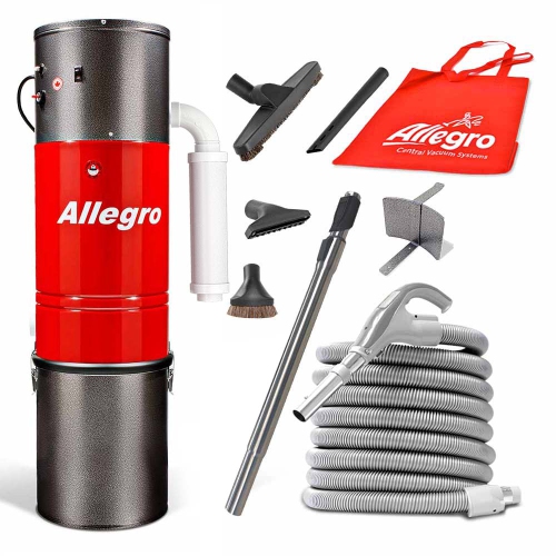 ALLEGRO  Powerhouse Pro Central Vacuum-625Aw-165" Waterlift-50Ft Deluxe Hardwood Accessory Kit