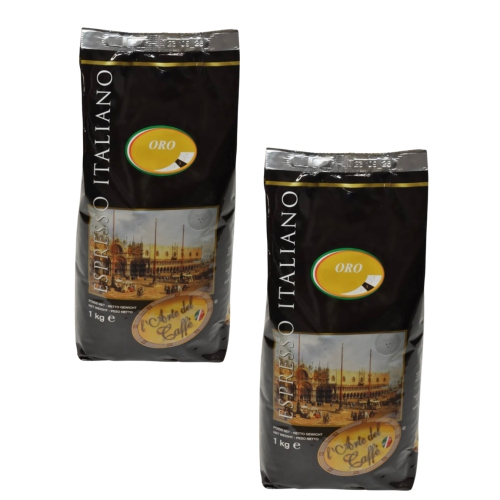 ITALCAFFE  Espresso Italiano Oro Coffee Beans – 2 X 1000G – Italian Roasted Arabica & Robusta Blend – Bold Flavor & Full Crema – Whole Bean