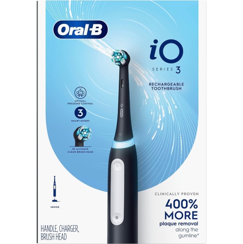 Brosse à dents électrique rechargeable iO de série 3 d'Oral-B avec tête de brosse - Noir