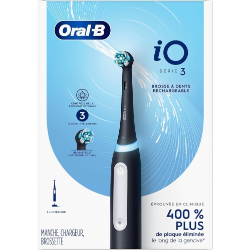 Brosse à dents électrique rechargeable iO de série 3 d'Oral-B avec tête de brosse - Noir